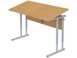 Стол с наклоном столешницы 0-35° школьный 2-местный 3-5 г/р регулируемый (бук, м/к серый, квадратная труба)