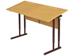 Стол с наклоном столешницы 0-35° школьный 2-местный 4-6 г/р регулируемый (бук, м/к коричневый, квадратная труба)