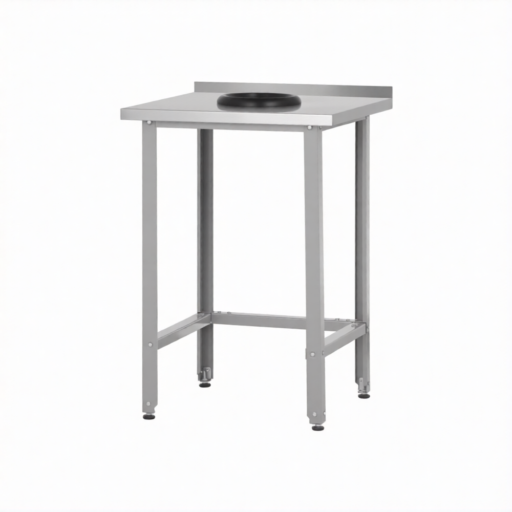 Стол СПРн 860х800х700 «Norma Inox» сбор отходов, борт (полка-обвязка разб.; ножка проф., тр. 40)