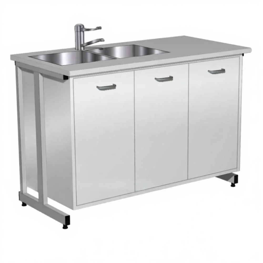 Стол-мойка СТм-207 «Премиум» 1200 (корпус металл серый, столешница постформинг серый, каркас серый)