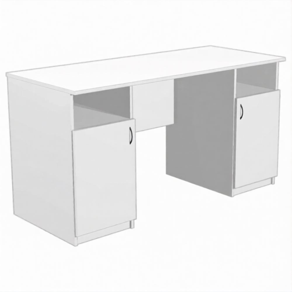 Стол рабочий с двумя тумбами СрТ-6 (ЛДСП белый)