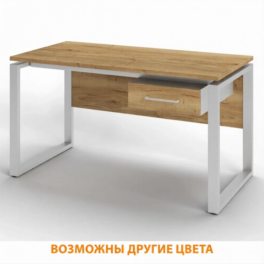 Стол рабочий 1 ящик СрТ-21 (тип 2) (1400х600х750) (столешница ЛДСП дуб вотан, каркас серый)