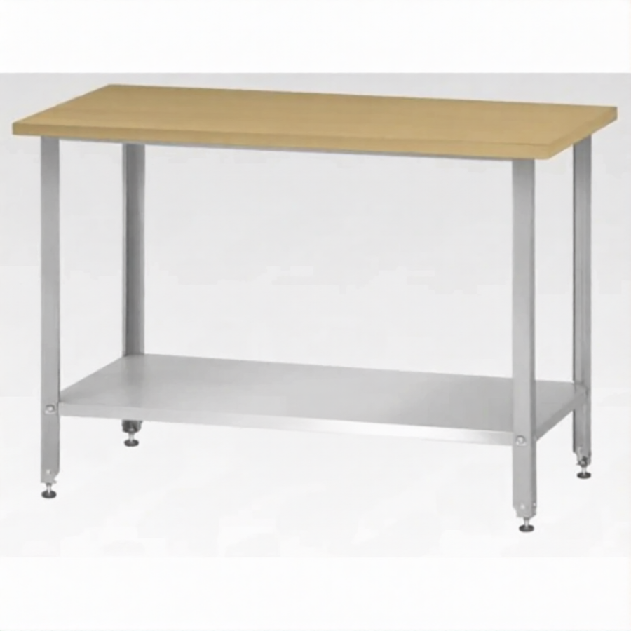 Стол кондитерский СПРн 860х1500х800 «Norma Zn» бук/40 (полка сплошная, ножка угловая)