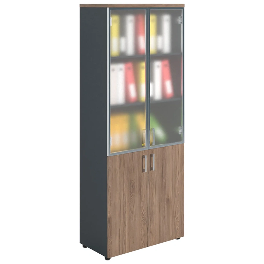 Шкаф NW 2080/2G со стеклом темный орех/антрацит