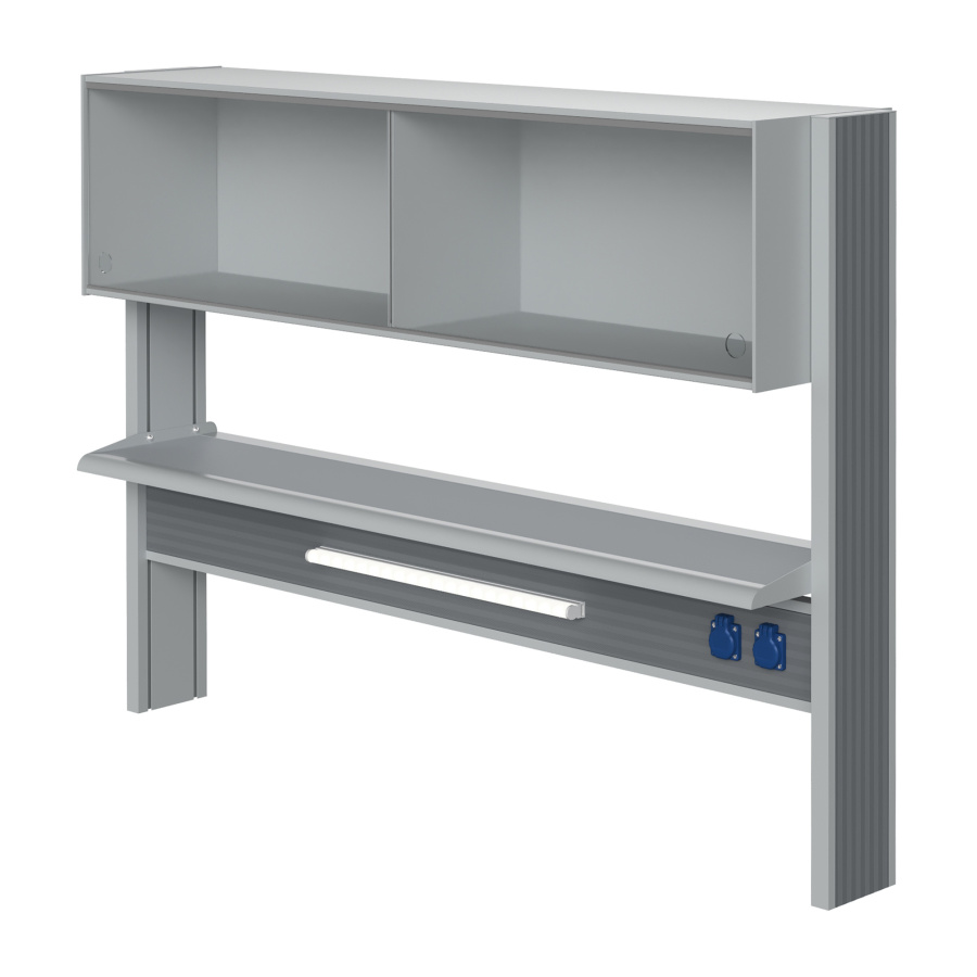 Технологический стеллаж со шкафом 360 мм для пристенного стола Mod. 1500 ТСПШ-36