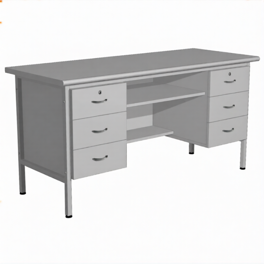 Стол лабораторный СЛ-110 с 2-мя тумбами (1500х600х750) (постформинг серый, каркас серый)